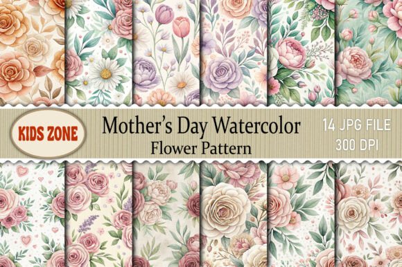 Download Mother’s Day Watercolor Flower Pattern - Day Collection