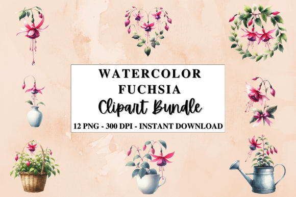 Download Watercolor Fuchsia Flowers Clipart - Flower Collection