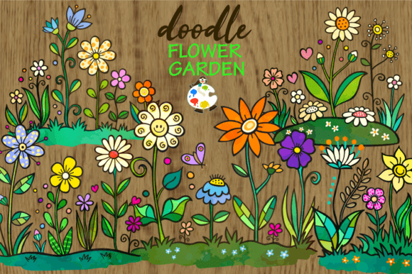 Download Doodle Flower Garden Design Elements - Flower Collection