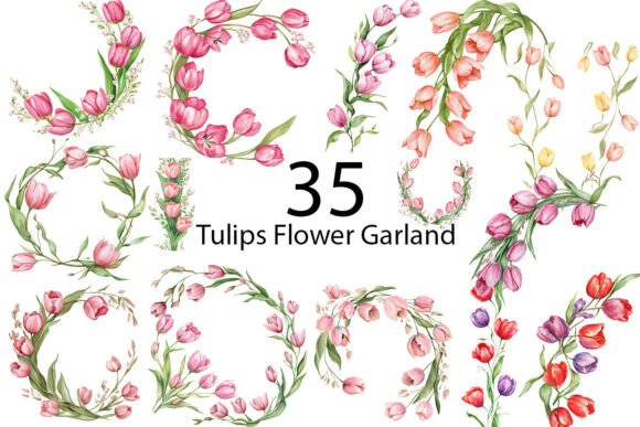 Download Tulips Flower Garland Sublimation - Flower Collection