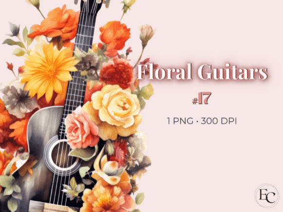 Download Guitar Orange Flower Sublimation Png - Flower Collection