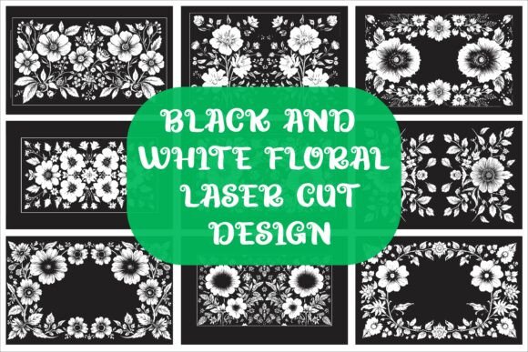 Download Laser Cut Black Flower Frame Drawing - Flower Collection