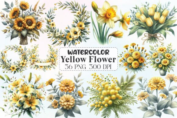Download Watercolor Yellow Flower Clipart - Flower Collection