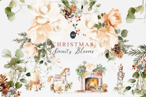 Download Watercolor Christmas Floral Clipart Set - Floral clipart set Collection