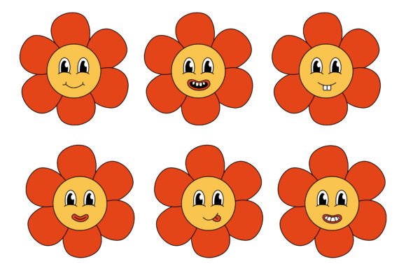 Download Retro 70s 60s 80s Groovy Flowers Set - Flower Collection