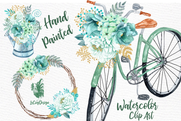 Download Mint Watercolor Flowers WATERCOLOR CLIPART  Spring Flowers Wedding Clipart Floral Clipart Floral Wreaths - Flower Collection