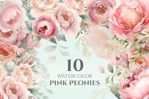 Download Watercolor Pink Peony Clipart Flower Set - Flower Collection