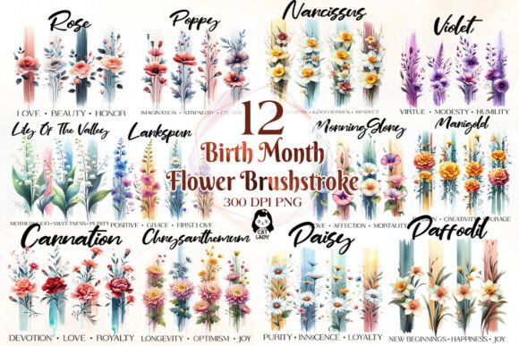Download Birth Month Flower Brushstrokes Clipart - Flower Collection