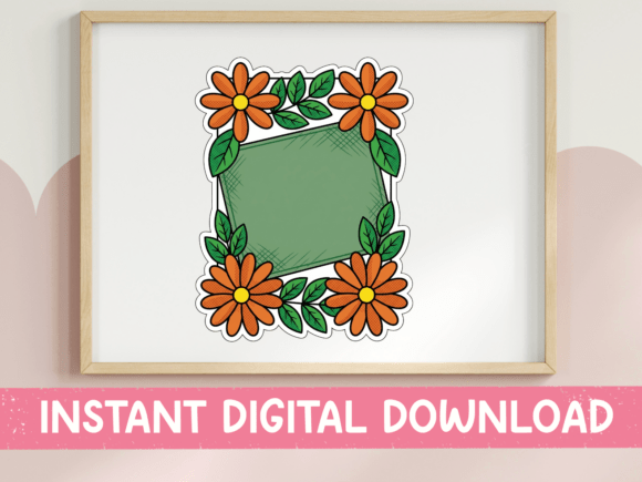 Download Orange Daisy Flower Frame Border Sticker - Flower Collection