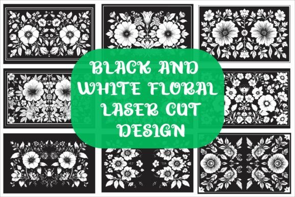 Download Laser Cut Black Flower Frame Drawing - Flower Collection