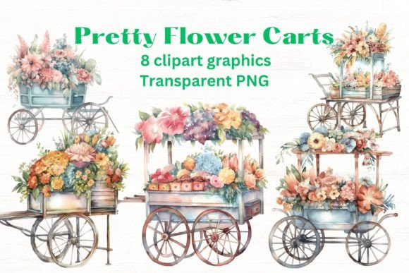 Download FLOWER CART or STAND Floral Clipart Set - Floral clipart set Collection