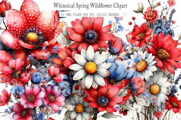 Download Whimsical Spring Wildflowers Clipart - Flower Collection