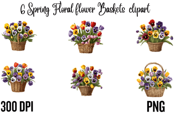 Download Spring Floral Flower Baskets Clipart - Flower Collection