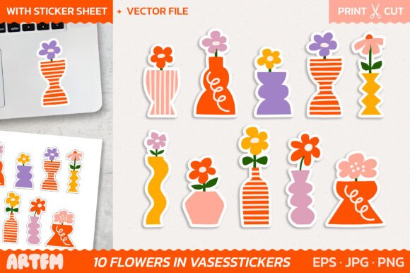 Download Potted Flowers Printable Sticker Pack - Flower Collection