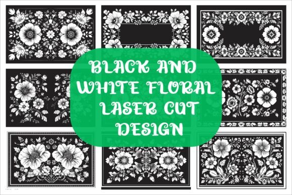 Download Laser Cut Black Flower Frame Drawing - Flower Collection