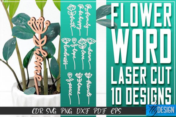 Download Flower Word Laser Cut SVG | Flower Decor - Flower Collection