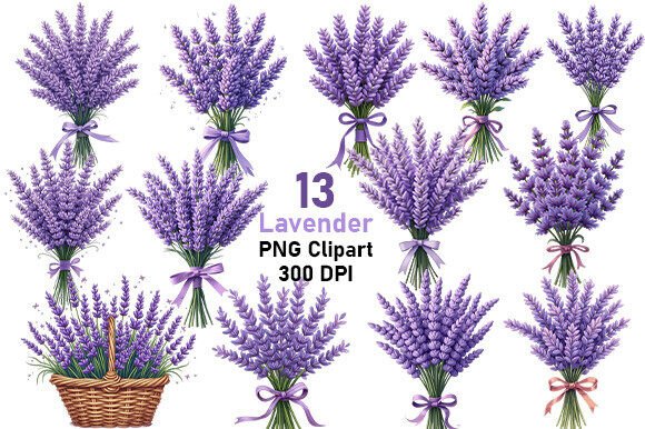 Download 13 Lavender Flowers Clipart PNG Bundle. - Flower Collection