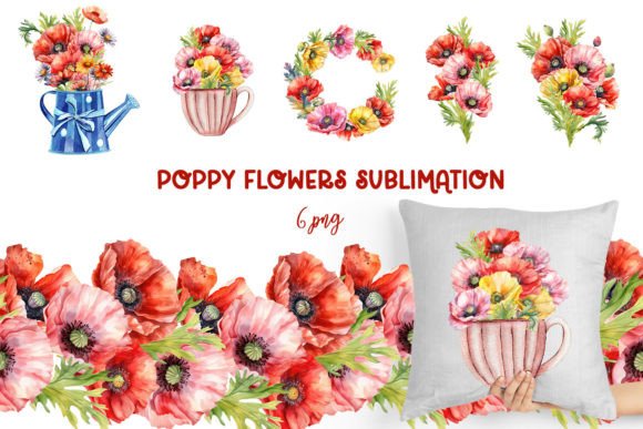 Download Watercolor Poppy Flower Clipart Bundle - Flower Collection