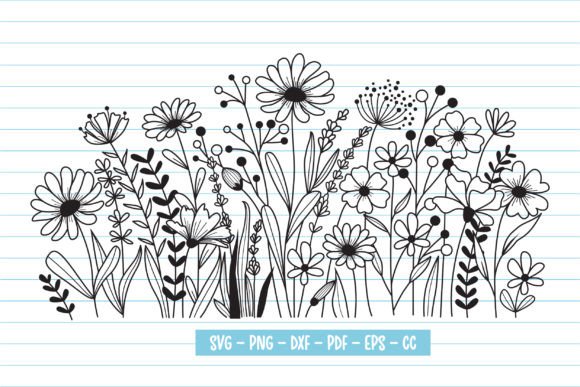 Download Hand Drawn Blooming Wildflowers Svg - Flower Collection