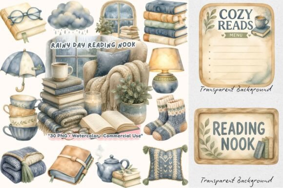 Download Coquette Rainy Day Reading Nook Clipart - Day Collection