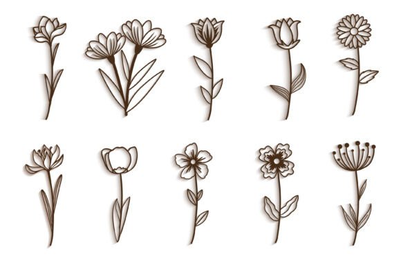 Download Set of Wildflowers SVG Gift for Her - Flower Collection