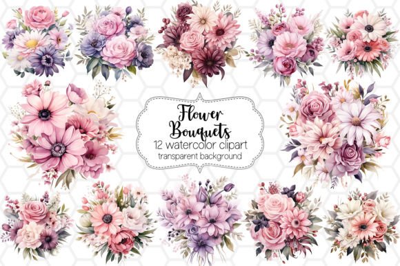 Download Watercolor Flower Bouquet Clipart Bundle - Flower Collection