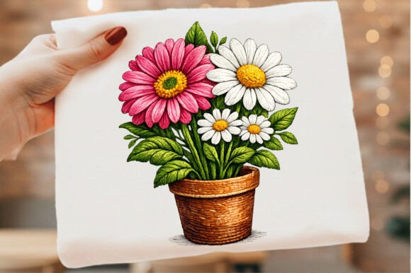Download Daisy Flowers Embroidered Floral Bouquet - Flower Collection
