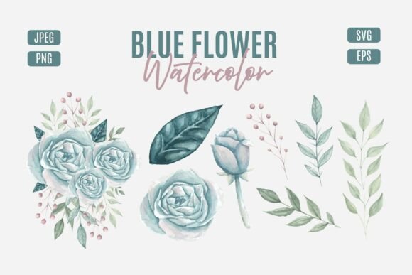 Download Elegant Blue Flower Illustration Pack - Flower Collection