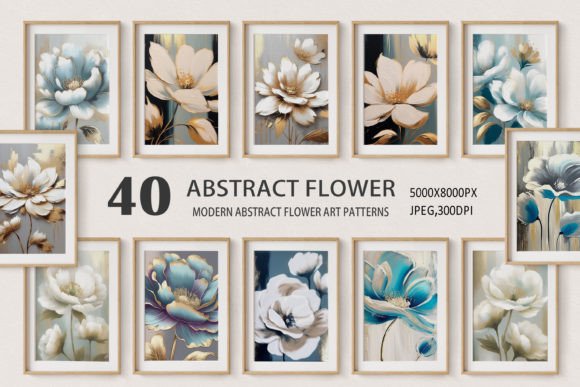 Download Abstract Golden Oil Painting Flowers Art - Flower Collection