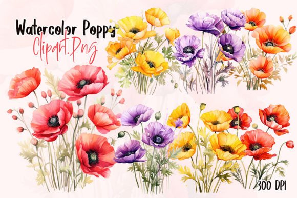 Download Poppy Flowers Watercolor Sublimation - Flower Collection