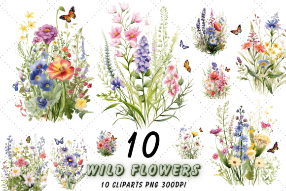 Download Watercolor Wild Flowers Clipart Bundle - Flower Collection
