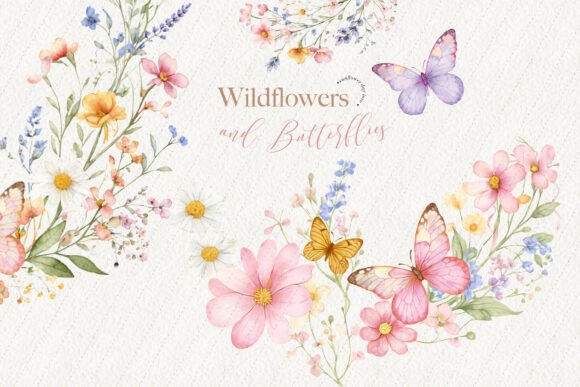Download Wildflowers Butterflies Clipart - Flower Collection