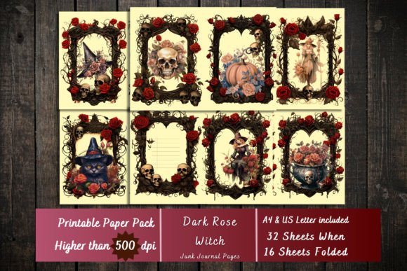 Download Dark Rose Witch Flower Digital Papers - Digital Collection