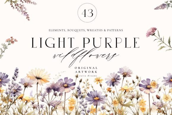 Download Light Purple Watercolor Wildflowers - Flower Collection