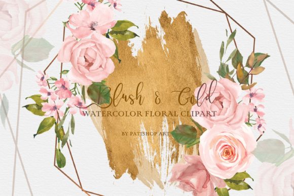Download Watercolor Blush Gold Floral Clipart Set - Floral clipart set Collection
