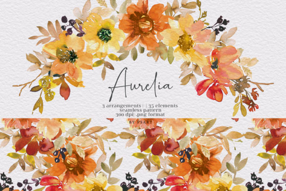 Download Watercolor Autumn Floral Clipart Set - Floral clipart set Collection