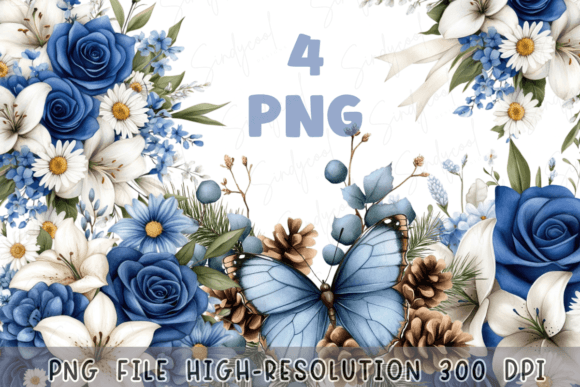 Download Blue Floral Watercolor Flowers Bouquet - Flower Collection