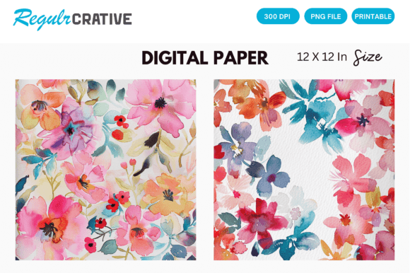 Download Watercolor Pastel Floral Digital Paper - Digital Collection