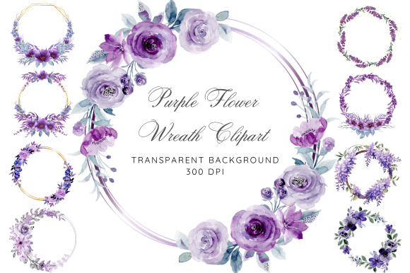 Download Purple Flower Wreath Clipart - Flower Collection