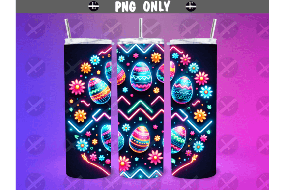 Download Neon Easter Eggs &amp; Flowers Tumbler Wraps - Flower Collection