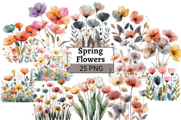 Download Watercolor Spring Flowers PNG Clipart - Flower Collection
