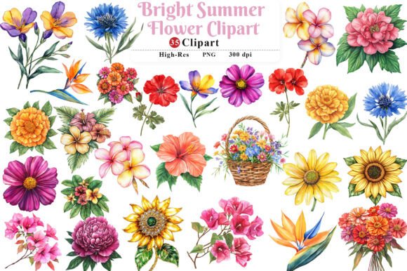 Download Bright Summer Flower Clipart - Flower Collection