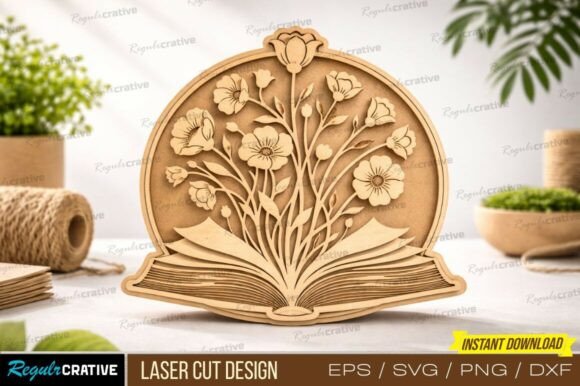 Download Book Flower Laser Cut File,Book Laser - Premium Bundle
