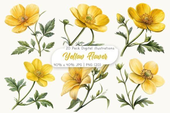 Download Watercolor Yellow Flower Clipart - Flower Collection