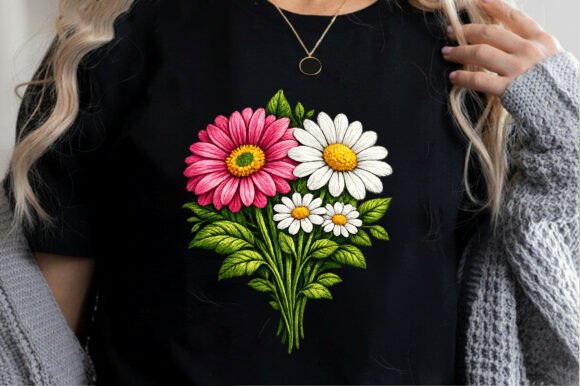 Download Daisy Flowers Embroidered Style Floral - Flower Collection