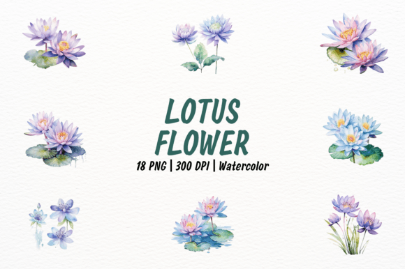 Download Lotus Flowers Watercolor Clipart - Flower Collection
