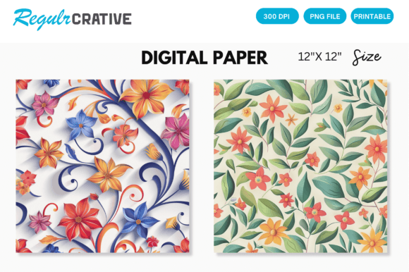 Download Seamless Floral Digital Paper Background - Digital Collection