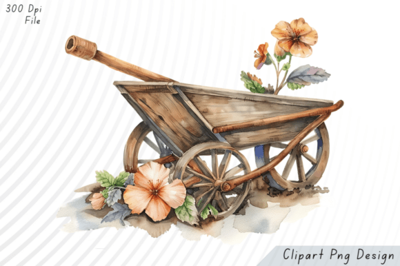 Download Rustic Wheelbarrow with Flowers PNG Clip - Flower Collection