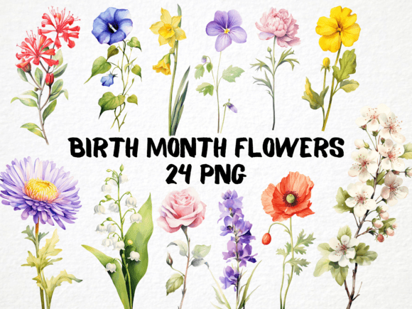 Download Birth Month Flower Clipart Bundle - Flower Collection