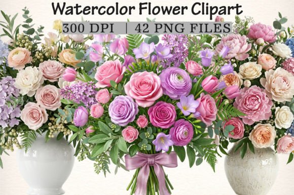 Download Watercolor Flower Clipart - Flower Collection